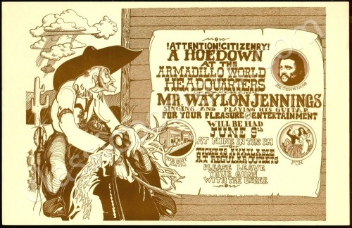 Very Scarce Waylon Jennings Armadillo Poster