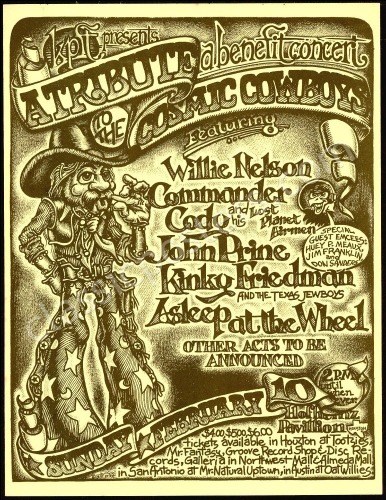 Scarce 1974 Cosmic Cowboy Benefit Handbill