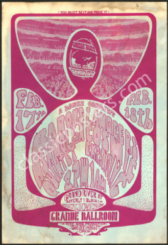 Rare Early 1967 Grande Ballroom Handbill