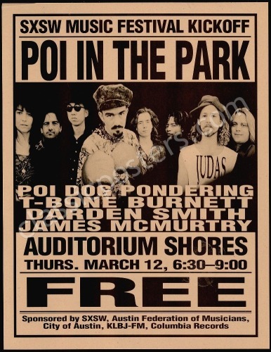 1992 SXSW Music Festival Early Poi Dog Poster