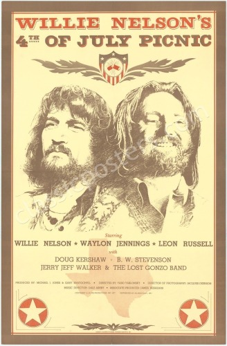 1977 Willie Nelson 4th of July Picnic Poster