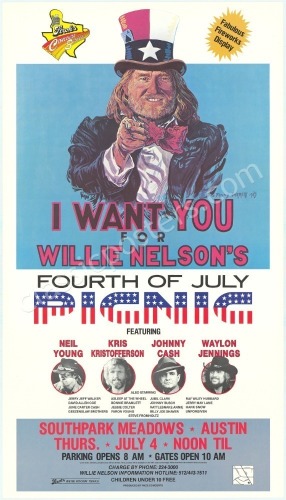 Huge 1983 Willie Nelson Picnic Poster