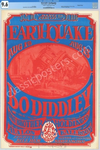 Signed and Certified Original FD-21 Earthquake Poster