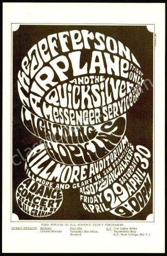 Band-Signed BG-4 Jefferson Airplane Handbill