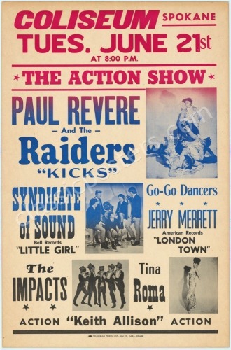 1966t Paul Revere & The Raiders Spokane Poster