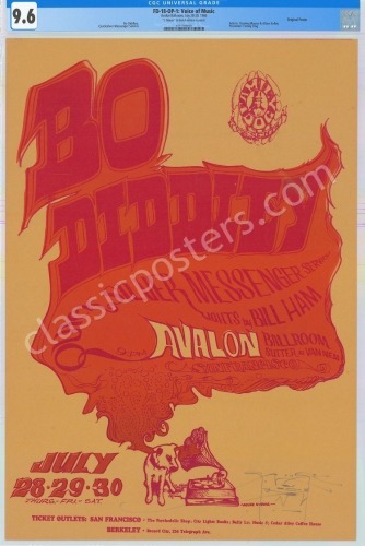 Signed and Certified Original FD-18 Bo Diddley Poster