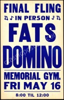 Rare 1958 Fats Domino Board Poster