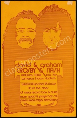 1973 David Crosby and Graham Nash Duke Poster