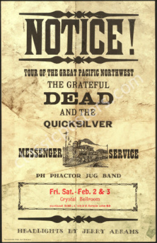 Rare AOR 3.104 Grateful Dead Notice Poster