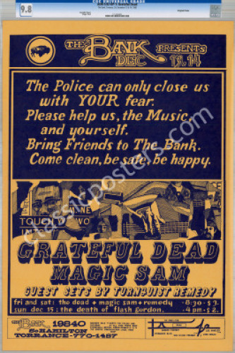 Rare Certified AOR 3.92 Grateful Dead Bank Poster