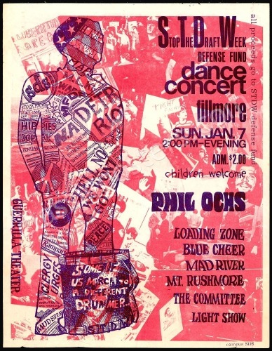 Rare AOR 2.72 Stop the Draft Handbill from The Fillmore