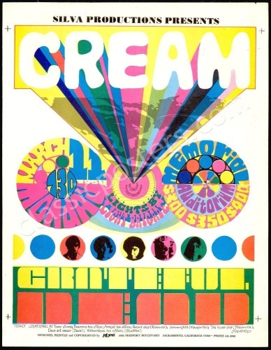 Rare Signed AOR 3.1 Grateful Dead and Cream Handbill