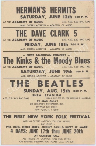 Rare 1965 Beatles Shea Stadium Poster