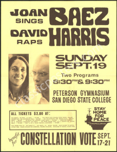 Rare 1971 Joan Baez Connie Vote Benefit Poster