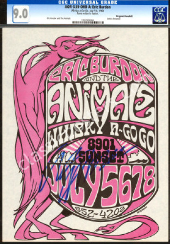 Eric Burdon-Signed AOR 3.59 Animals Handbill
