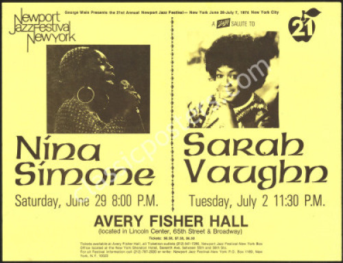 Newport Jazz Festival Poster with Nina Simone and Sarah Vaughan