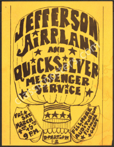 Rare AOR 2.46 Jefferson Airplane The Fillmore Handbill