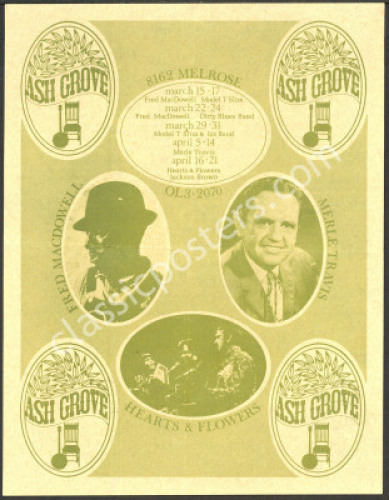 Scarce Merle Travis Fred MacDowell Ash Grove L.A. Handbill