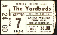 Rare 1966 The Yardbirds Ticket Stub