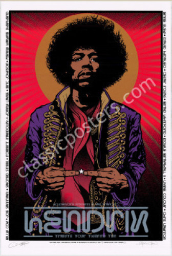Scarce 2010 Jimi Hendrix Tribute Tour Poster