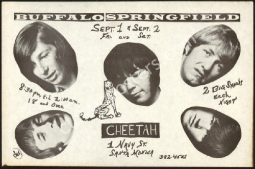 Elusive Buffalo Springfield Cheetah Club Handbill