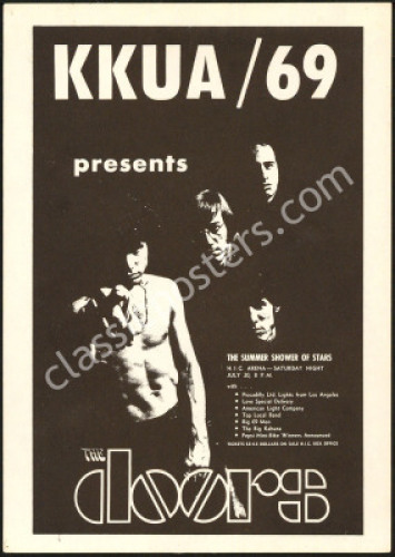 Rare 1968 KKUA The Doors Hawaii Handbill