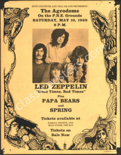 1969 Led Zeppelin Vancouver Handbill