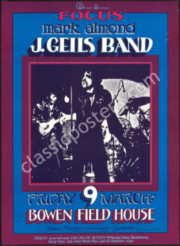 Scarce Signed AOR 4.184 J. Geils Band Poster