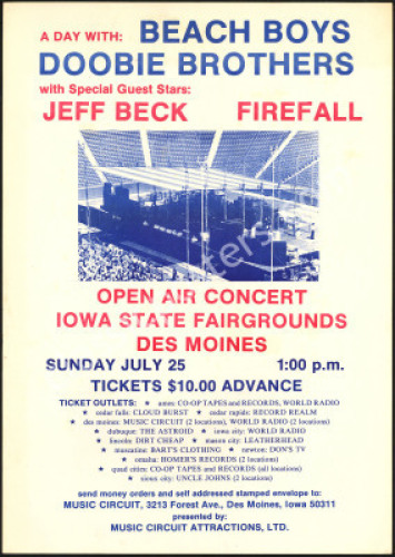 Rare Beach Boys Jeff Beck Poster