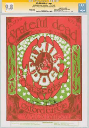 Stupendous Signed FD-33 Grateful Dead Handbill