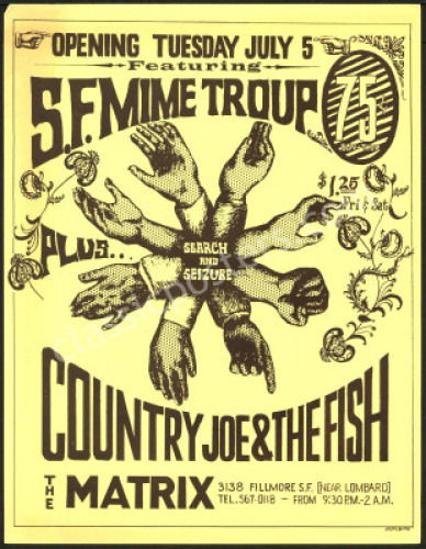 Scarce 1966 Mime Troupe Matrix Handbill