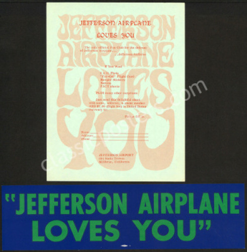 Two Jefferson Airplane Fan Club Items