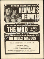 Mint 1967 The Who / Herman‚Äôs Hermits Handbill