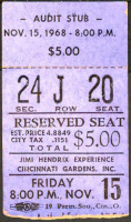Rare 1968 Jimi Hendrix Cincinnati Garden Ticket