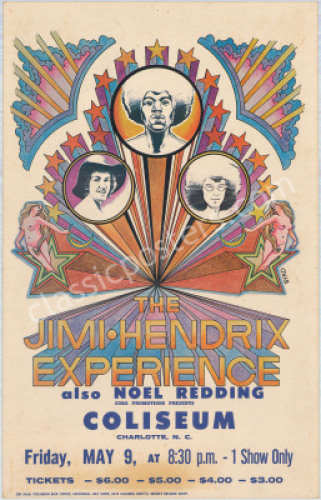 Killer 1969 Jimi Hendrix Experience Charlotte Poster
