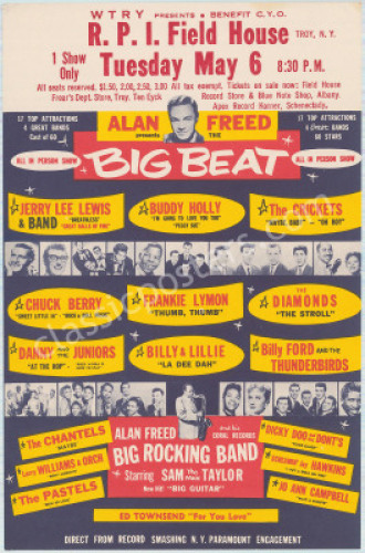 Rare 1958 Big Beat Alan Freed Handbill