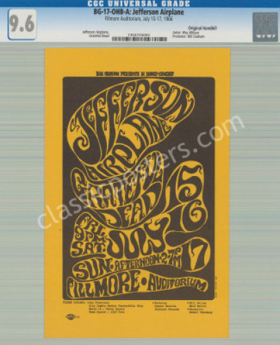 Scarce Certified BG-17 Grateful Dead Handbill