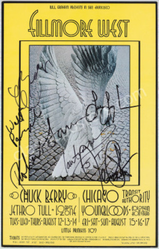 Chuck Berry, Ian Anderson, and Chicago-Signed Poster