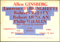 Rare Longshoremen's Hall Poetry Benefit Poster