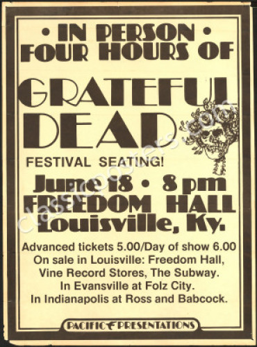 Scarce 1974 Grateful Dead Kentucky Poster