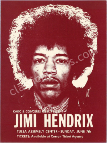 Rare Jimi Hendrix Tulsa Handbill