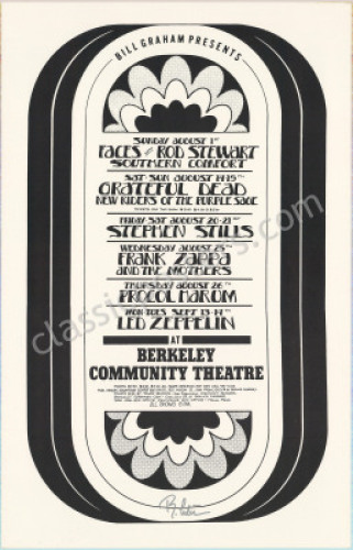 Scarce Signed Grateful Dead Led Zeppelin Poster