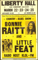 1973 Bonnie Raitt Little Feat Liberty Hall Poster