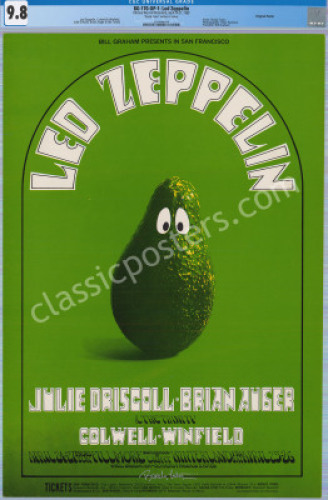 Signed and Certified Original BG-170 Led Zeppelin Poster