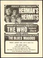 Near Mint 1967 The Who Herman's Hermits Handbill