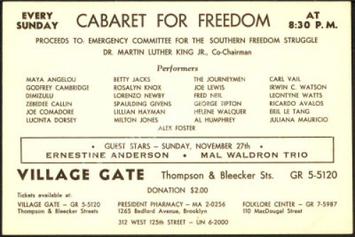 Rare 1966 Village Gate Cabaret for Freedom Flyer