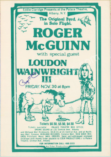 Rare Signed 1973 Roger McGuinn Poster