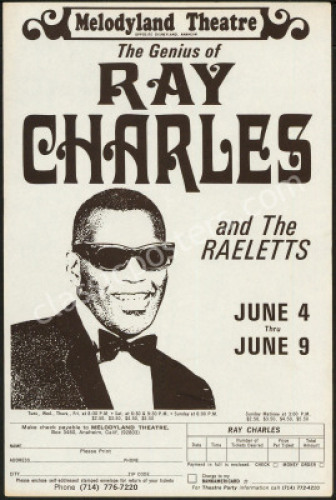 Scarce 1968 Ray Charles Handbill