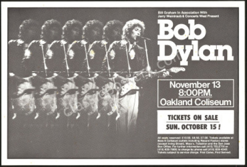 Attractive 1978 Bob Dylan Oakland Poster