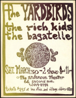 Scarce 1968 Anderson Theater The Yardbirds Handbill